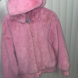 Pink fur jacket